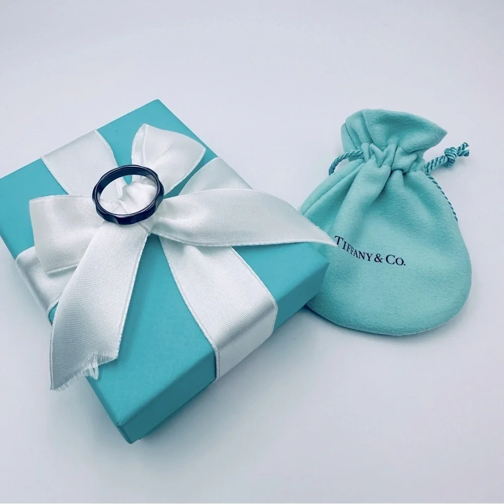 Tiffany & Co. 4 mm Groove Band Ring in Titanium Size 9 with Packaging